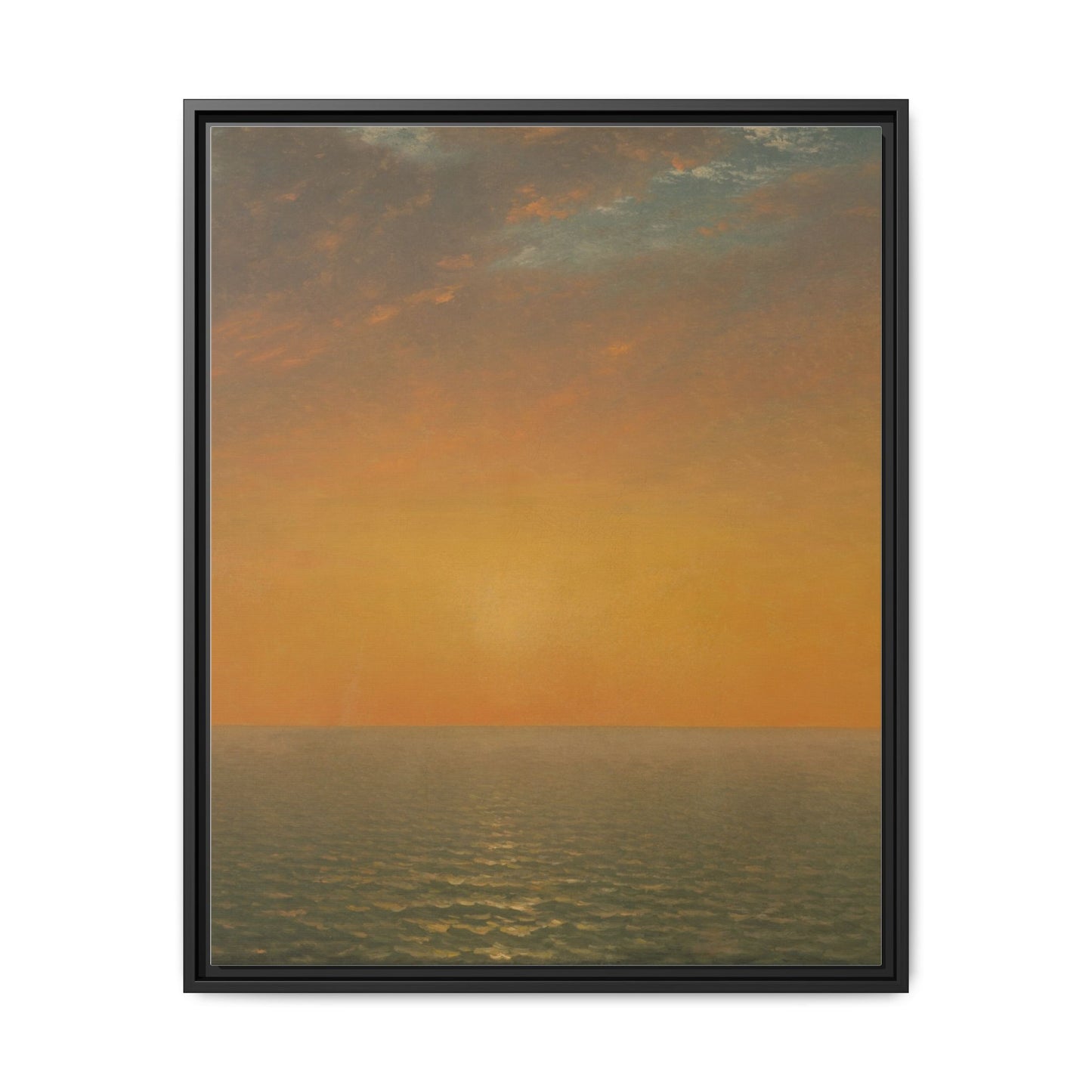John Frederick Kensett : Sunset on the Sea (1872) - Museum Collection - Framed Canvas Print