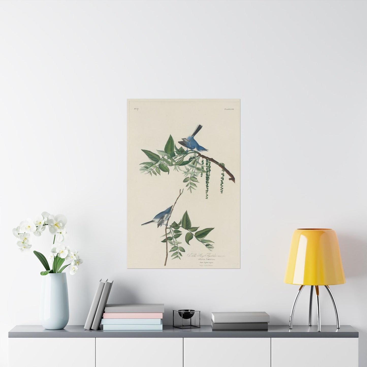 Vintage Bluebirds Botanical Print - Nature-Inspired Art - Matte Vertical Poster with Bluebirds