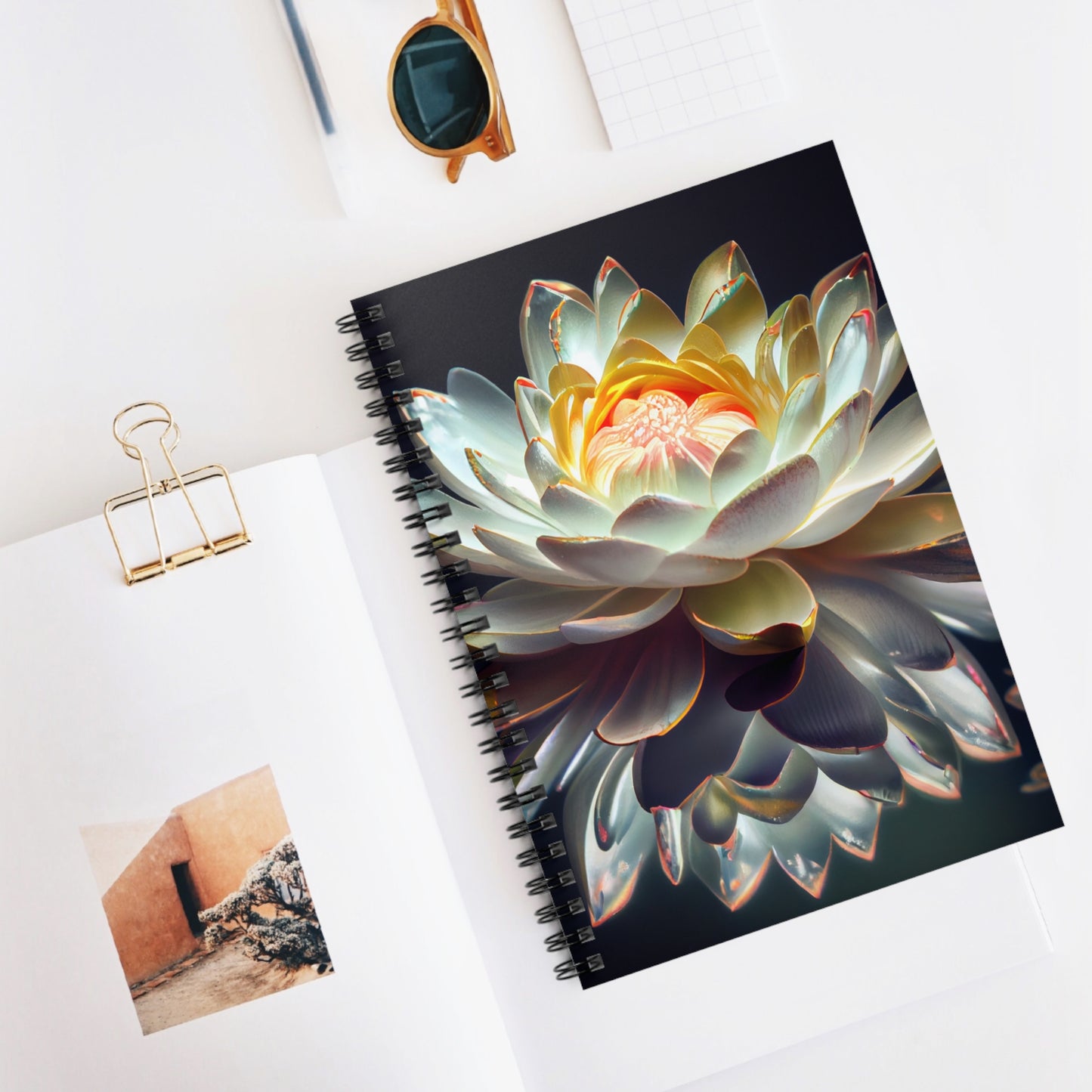 Iridescent Lotus Spiral Notebook - Ruled Line - Zen Home & Office Collection