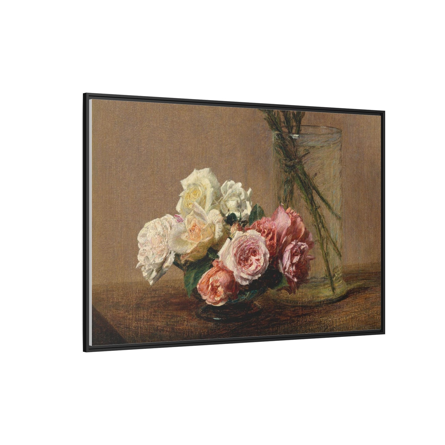 Henri Fantin-Latour : Roses and Lilies (1888) - Giclee Fine Art Print - Museum Collection Framed Canvas Print