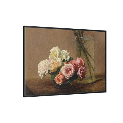Henri Fantin-Latour : Roses and Lilies (1888) - Giclee Fine Art Print - Museum Collection Framed Canvas Print