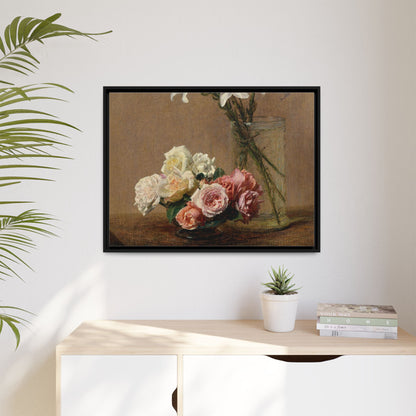 Henri Fantin-Latour : Roses and Lilies (1888) - Giclee Fine Art Print - Museum Collection Framed Canvas Print