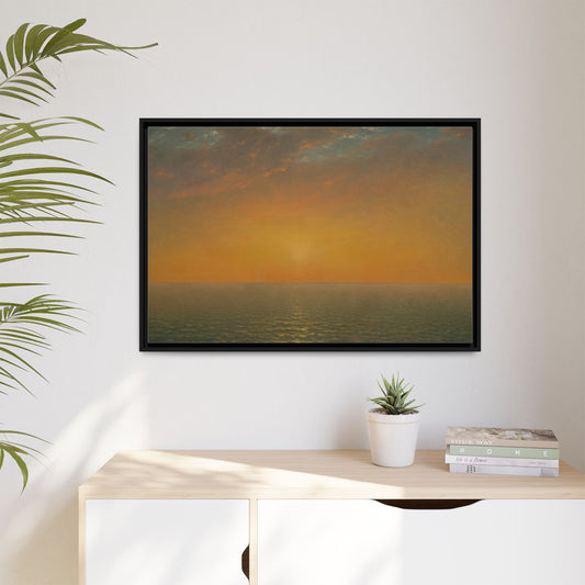 John Frederick Kensett : Sunset on the Sea (1872) - Museum Collection - Framed Canvas Print