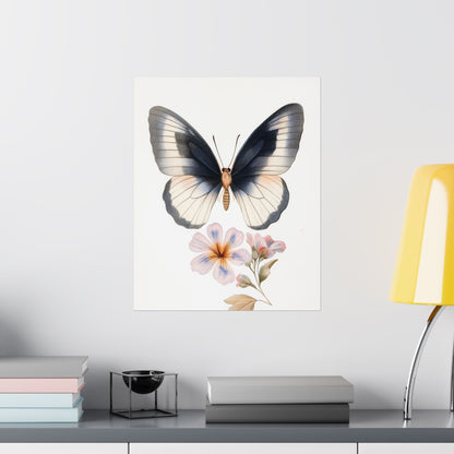 Vintage Butterfly Botanical Print - Matte Vertical Poster - Elegant Wall Art for Nature Lovers