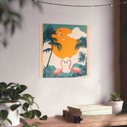 Welcome to Miami - Tropical Flamingo Poster - Boho Wall Art - Bohemian Art Prints - Home Décor