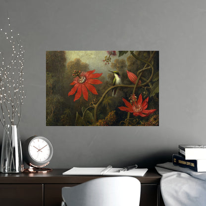 Hummingbird in Lush Tropical Landscape - Museum Collection - Fine Art Poster
