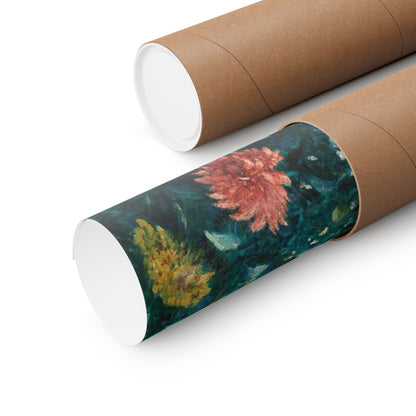 Dahlias Vintage Botanical Fine Art Print