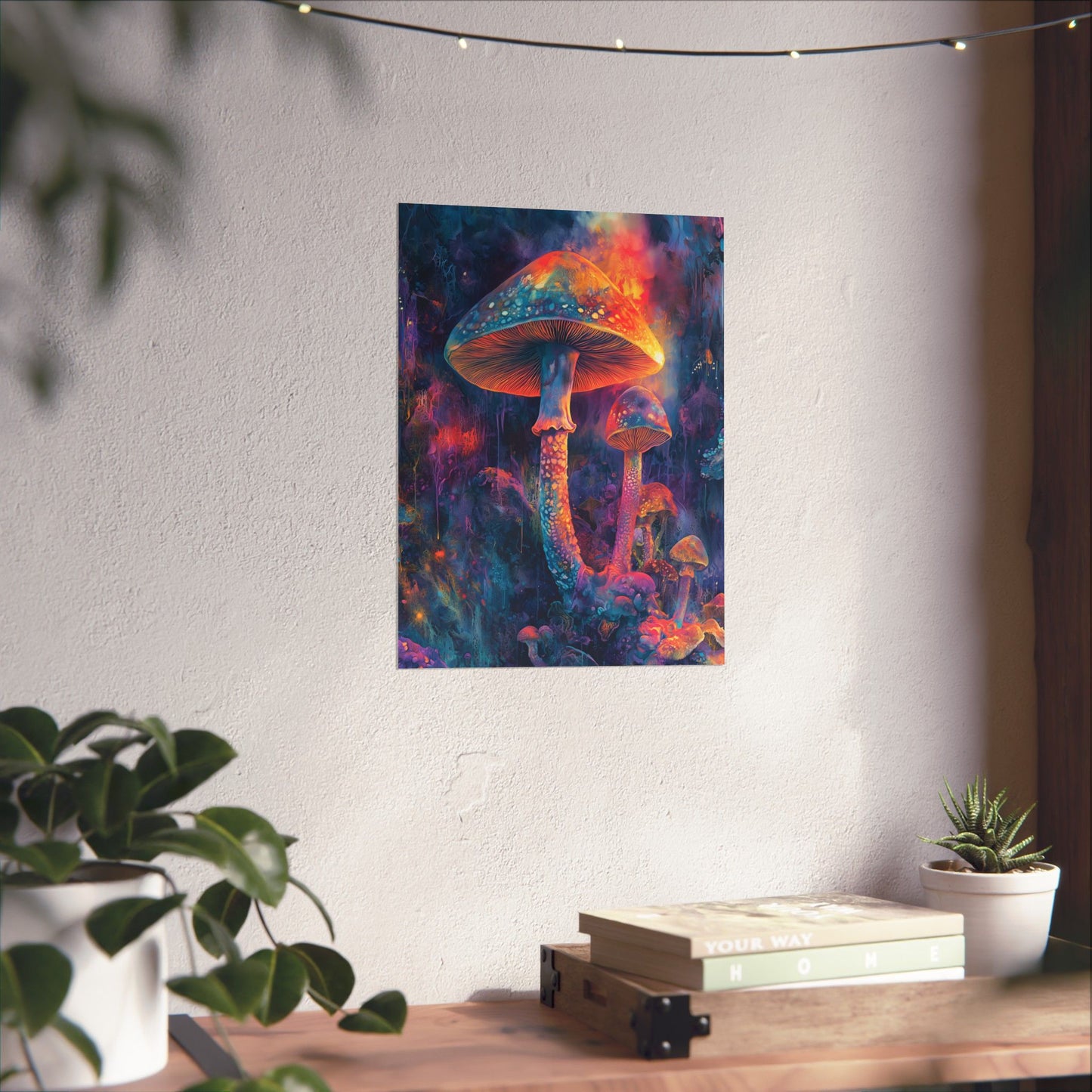 Trippy Mushrooms Poster - Psychedelic Wall Art - Vibrant Fine Art Print - Bedroom Posters - Home Décor