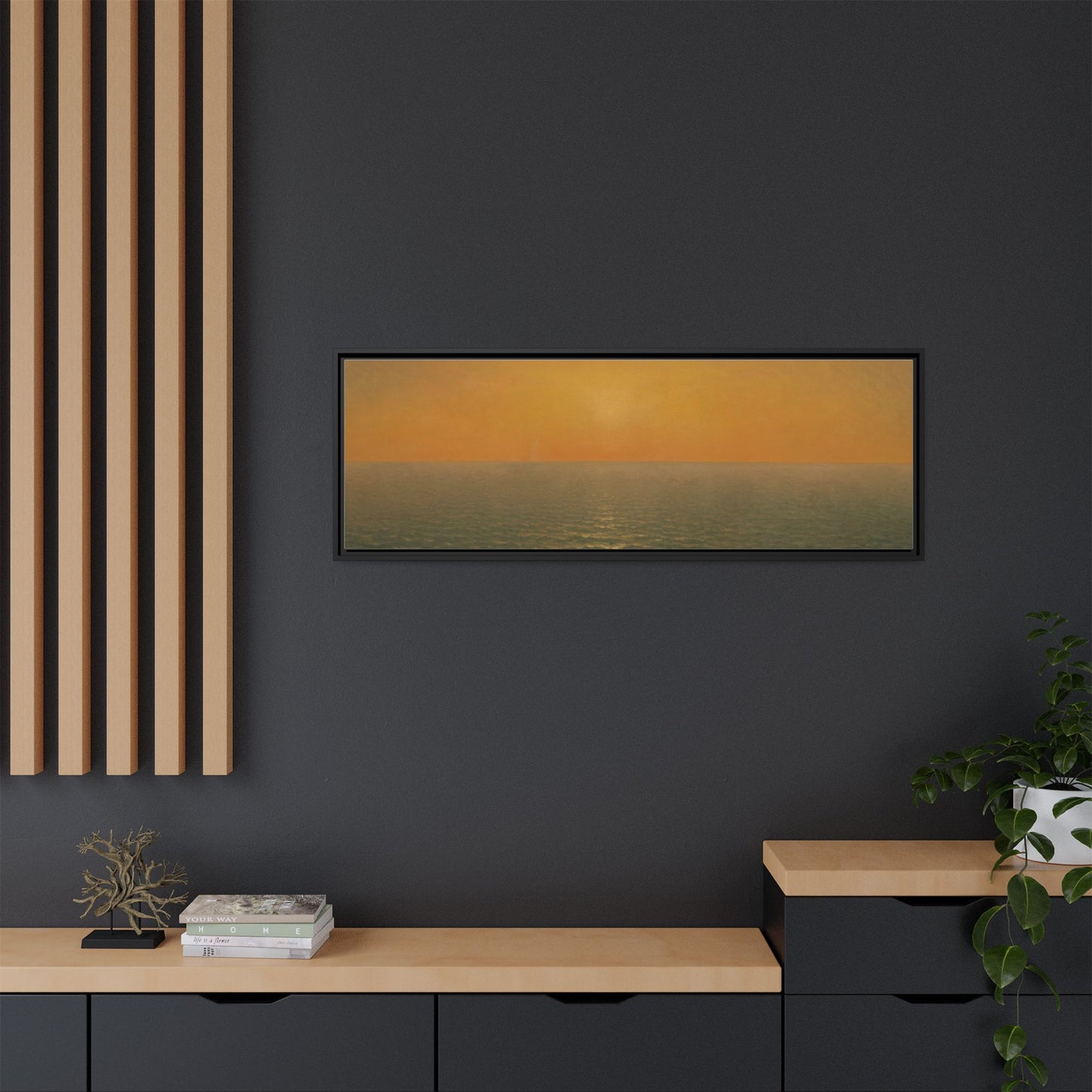John Frederick Kensett : Sunset on the Sea (1872) - Museum Collection - Framed Canvas Print