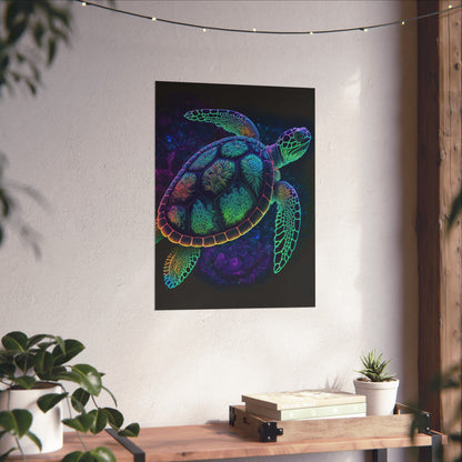 Trippy Turtle - Nautical Fine Art Print - Matte Vertical Poster - Ocean Art for Beach Lovers