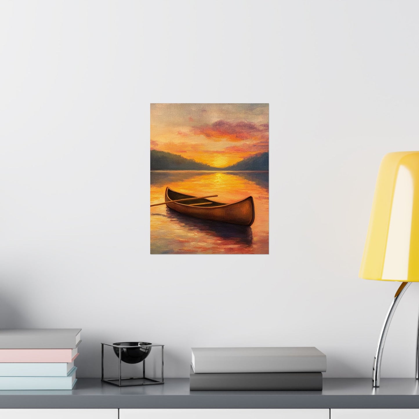 Summer Sunset Canoe on Lake Fine Art Print