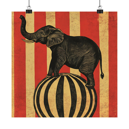 Vintage Circus Elephant Poster - Matte Fine Art Print - Wall Art for Bedroom or Nursery