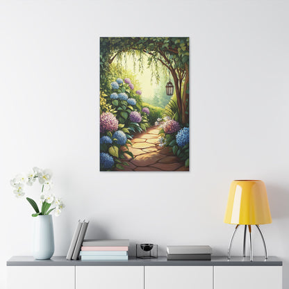 Hydrangea Courtyard - Secret Garden Series - Fine Art Print on Canvas