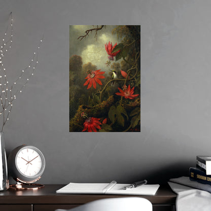 Hummingbird in Lush Tropical Landscape - Museum Collection - Fine Art Poster