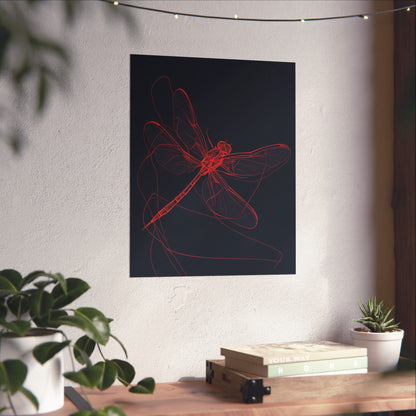 Red Dragonfly Fine Art Print -  Matte Poster – Modern Wall Art for Nature Lovers - Minimalist