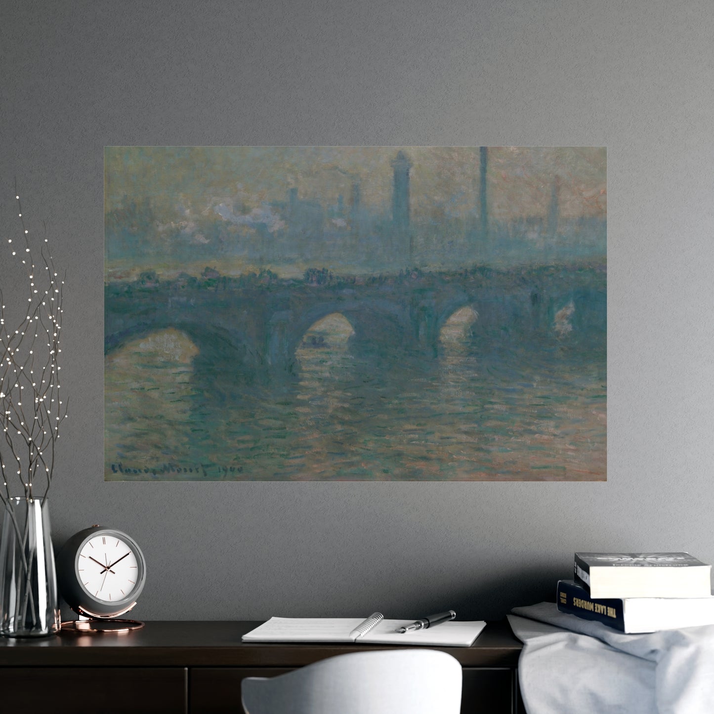Waterloo Bridge Gray Weather - Monet Fine Art Poster