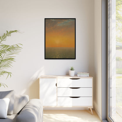 John Frederick Kensett : Sunset on the Sea (1872) - Museum Collection - Framed Canvas Print