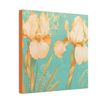 Iris Flowers on Turquois - Stretched Canvas