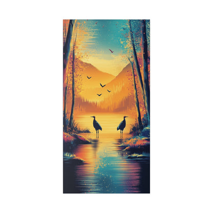 Cranes at Sunset - Delight in Nature Series - Fine Art Print on Canvas