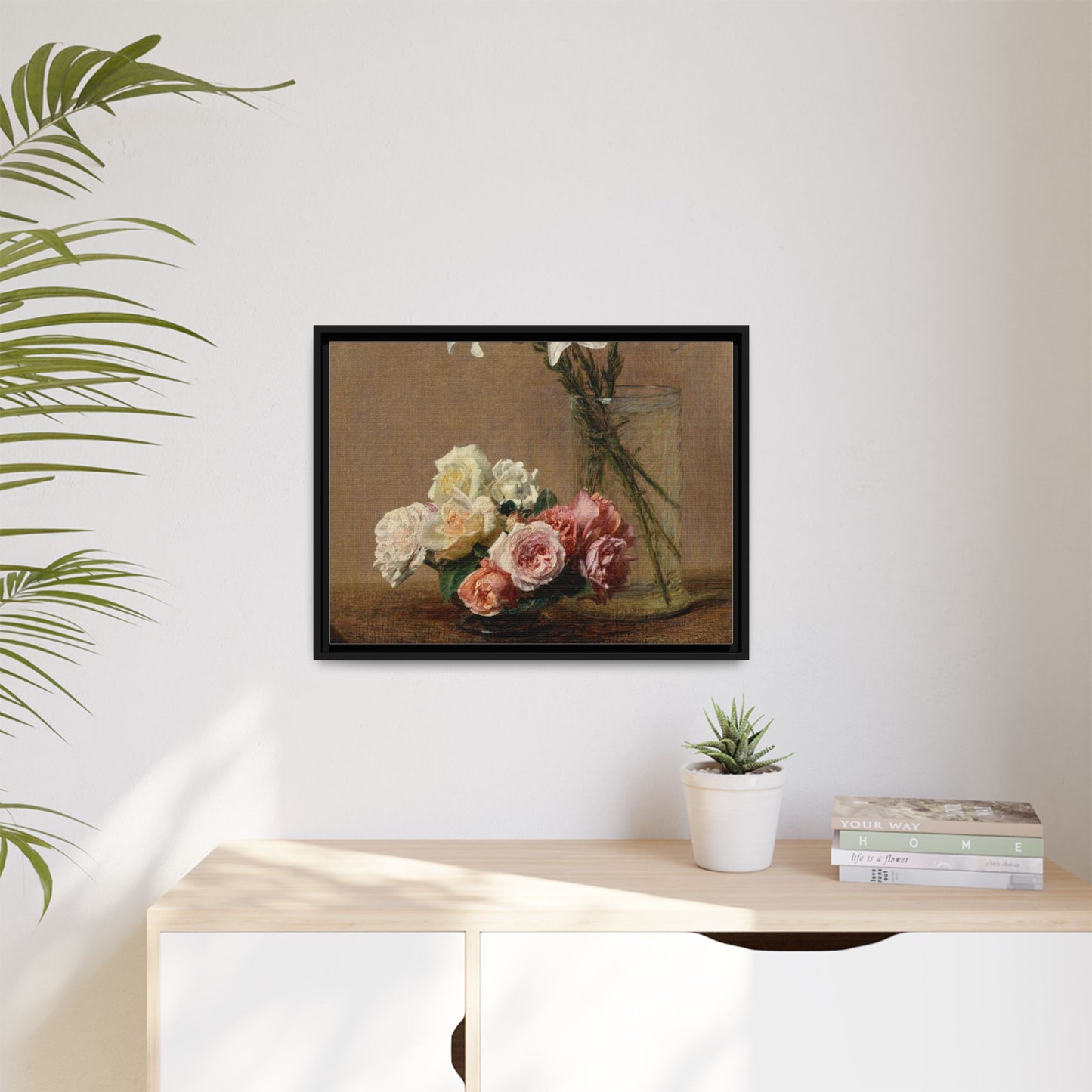 Henri Fantin-Latour : Roses and Lilies (1888) - Giclee Fine Art Print - Museum Collection Framed Canvas Print