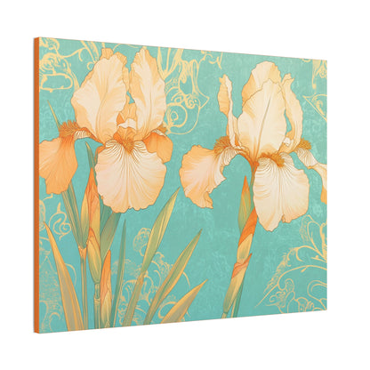 Iris Flowers on Turquois - Stretched Canvas