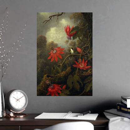 Hummingbird in Lush Tropical Landscape - Museum Collection - Fine Art Poster