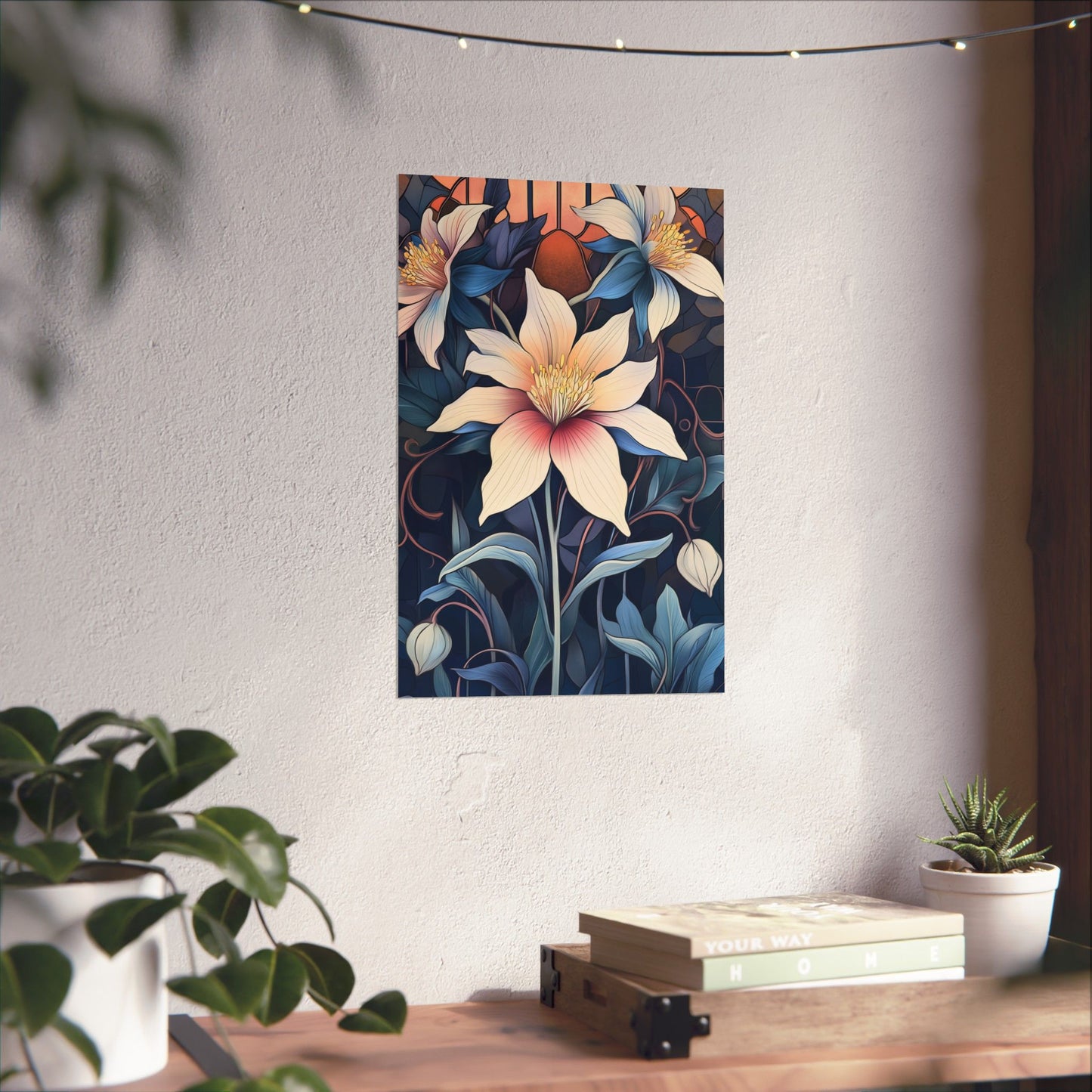 Sunlit Blossoms Fine Art Print - Floral Matte Vertical Posters - Elegant Home Décor