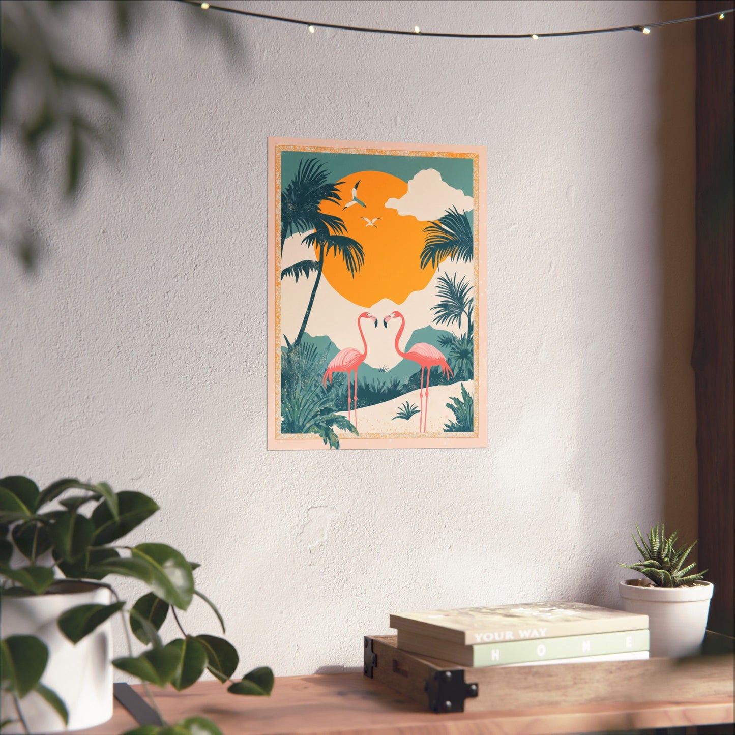 Welcome to Miami - Tropical Flamingo Poster - Boho Wall Art - Bohemian Art Prints - Home Décor