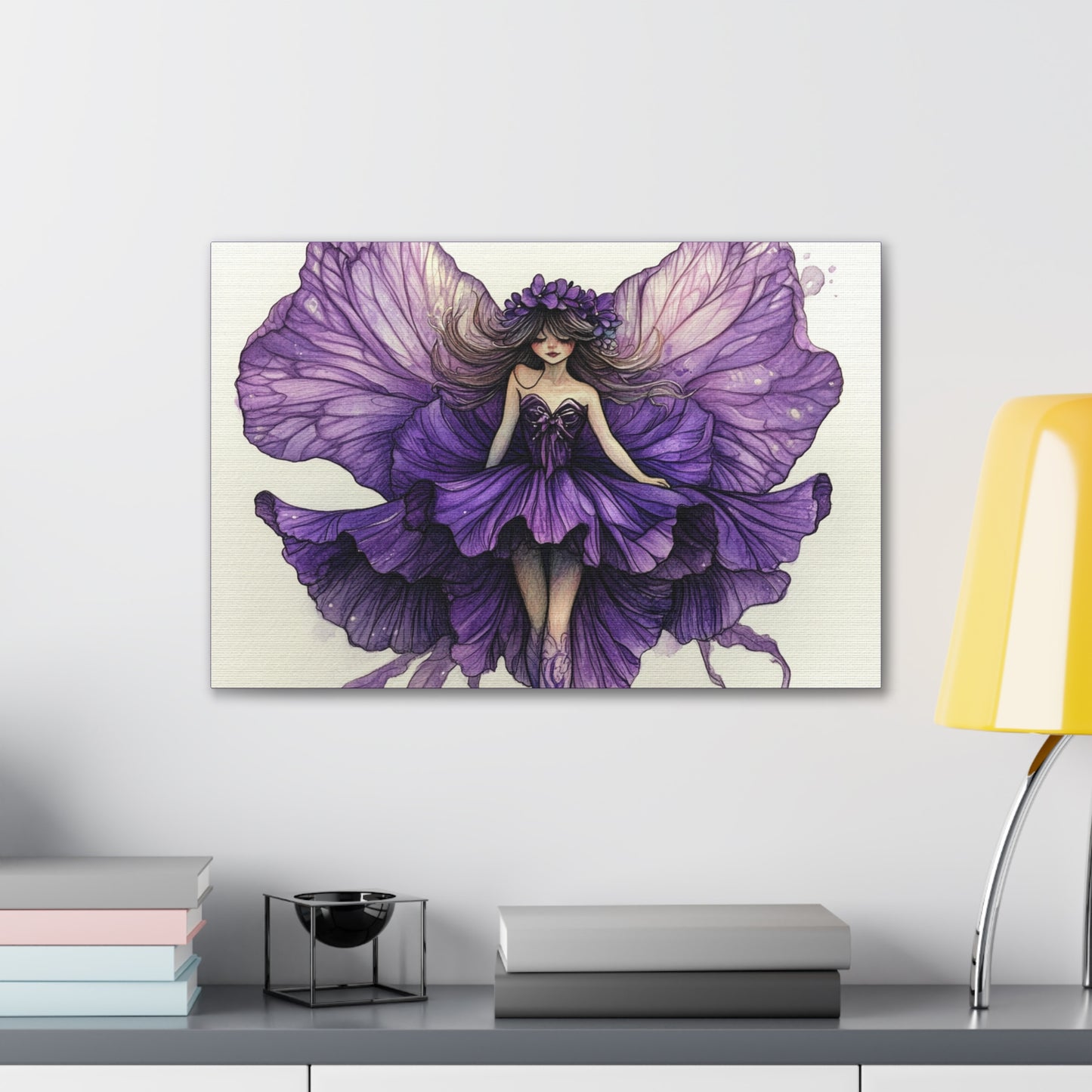A Violet Affair - Fairies & Flowers Collection - Wall Art - on Canvas