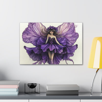 A Violet Affair - Fairies & Flowers Collection - Wall Art - on Canvas