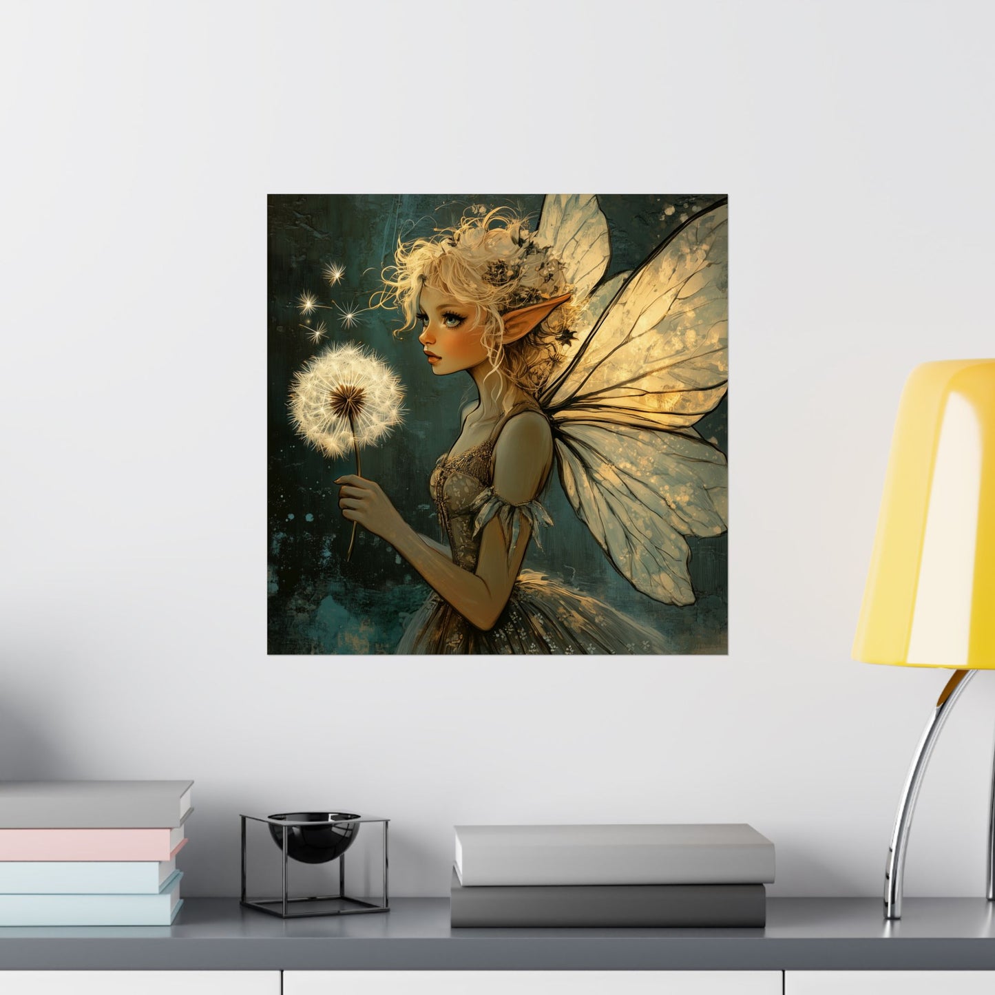 Best Wishes For You - Fairy with Dandelion - Flowers & Fairies Series - Enchanting Wall Art - Vertical Poster - Whimsical Wall Art for Dreamers