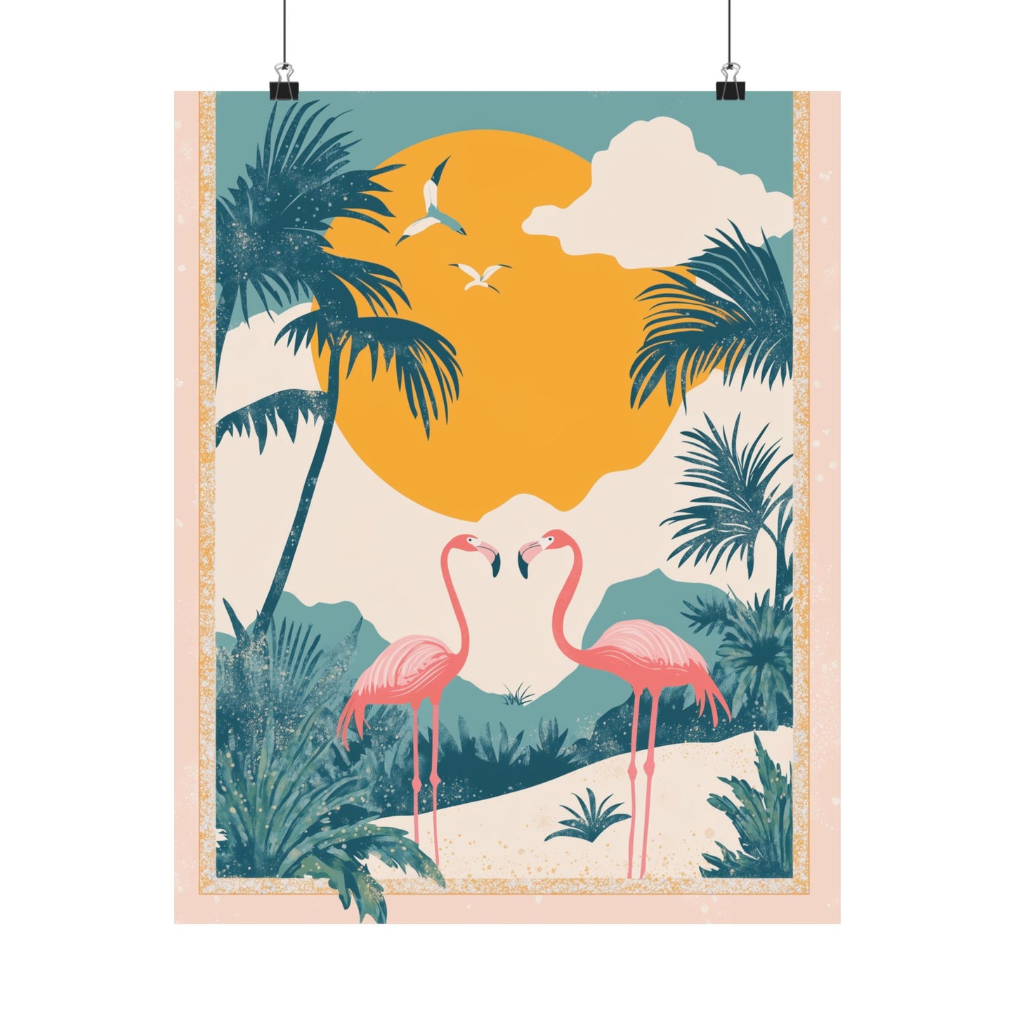 Welcome to Miami - Tropical Flamingo Poster - Boho Wall Art - Bohemian Art Prints - Home Décor