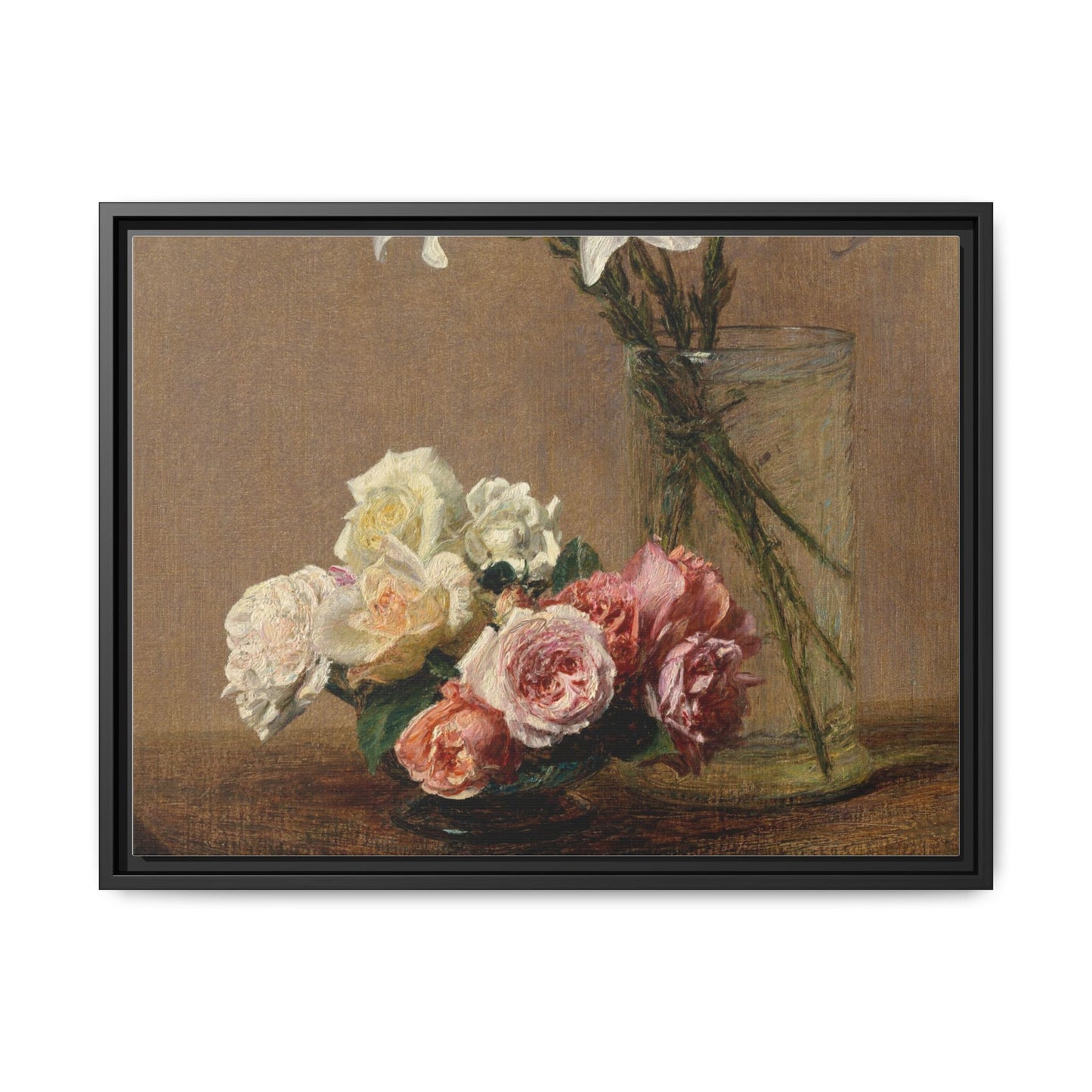 Henri Fantin-Latour : Roses and Lilies (1888) - Giclee Fine Art Print - Museum Collection Framed Canvas Print