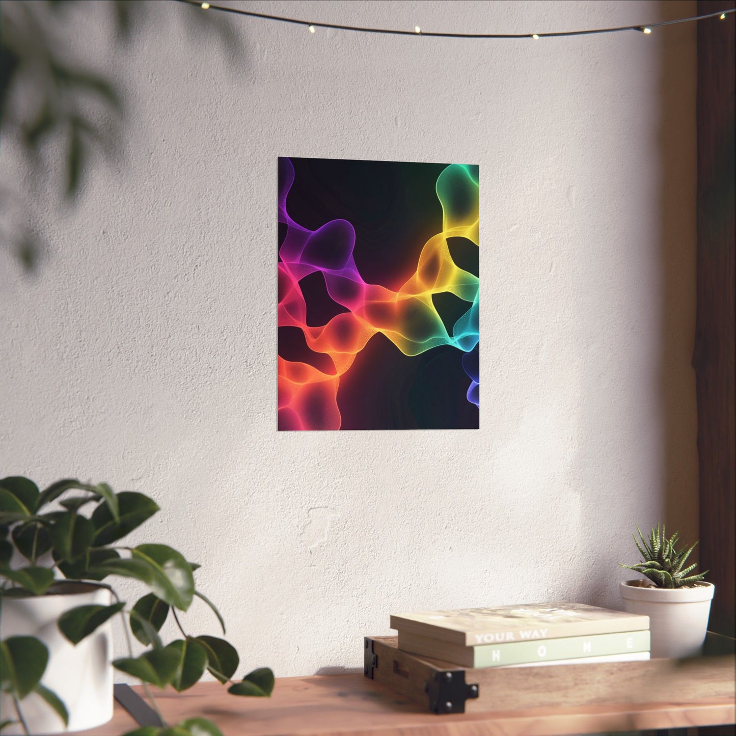 Vibrant Spectrum Abstract Poster - Colorful Wavelengths Energetic Art Print - Black Light Art - Spectrum of Light Wall Art
