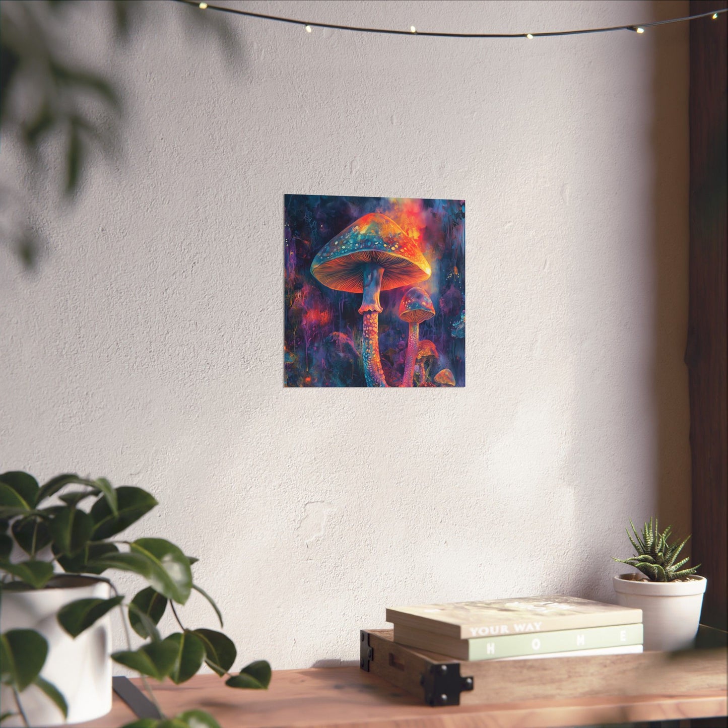 Trippy Mushrooms Poster - Psychedelic Wall Art - Vibrant Fine Art Print - Bedroom Posters - Home Décor
