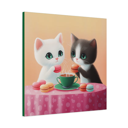 Whimsical Kitty Tea Time - Wall Art & Home Décor - Cute Cat Canvas Art
