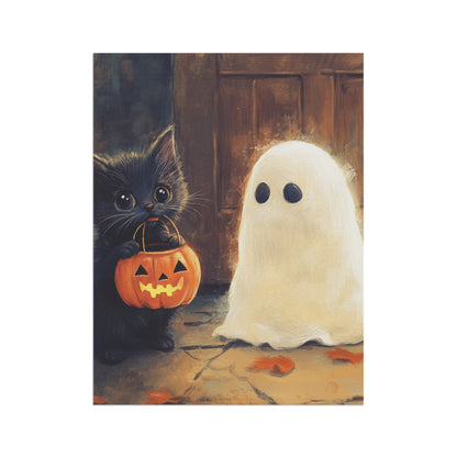 Trick or Treat Kitten & Friendly Ghost - Halloween Decoration - Garden & House Banner