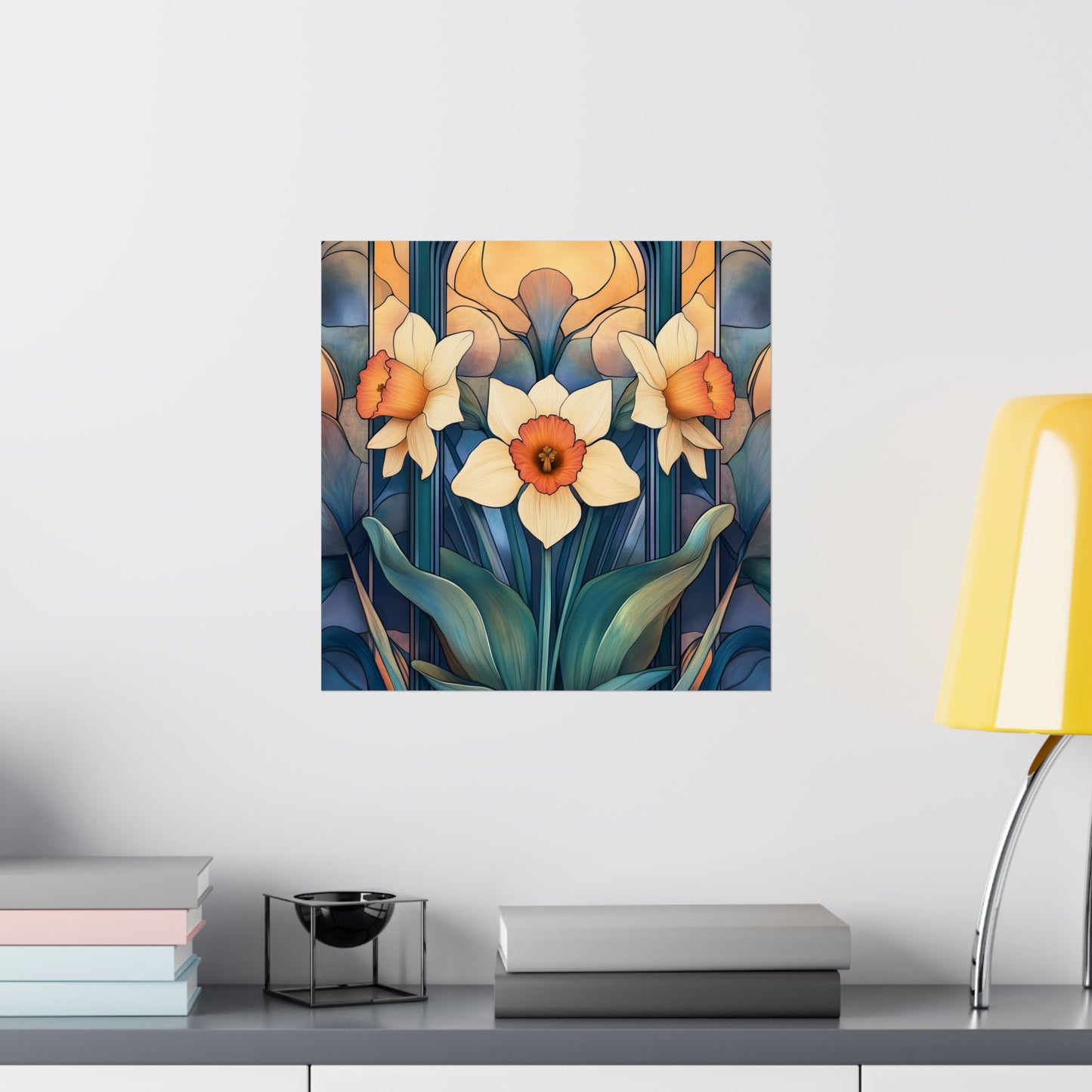 Elegant Daffodil Floral Fine Art Print - Matte Vertical Poster - Daffodil Art Print for Home Décor
