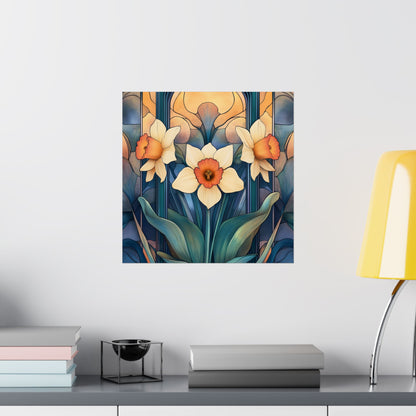 Elegant Daffodil Floral Fine Art Print - Matte Vertical Poster - Daffodil Art Print for Home Décor
