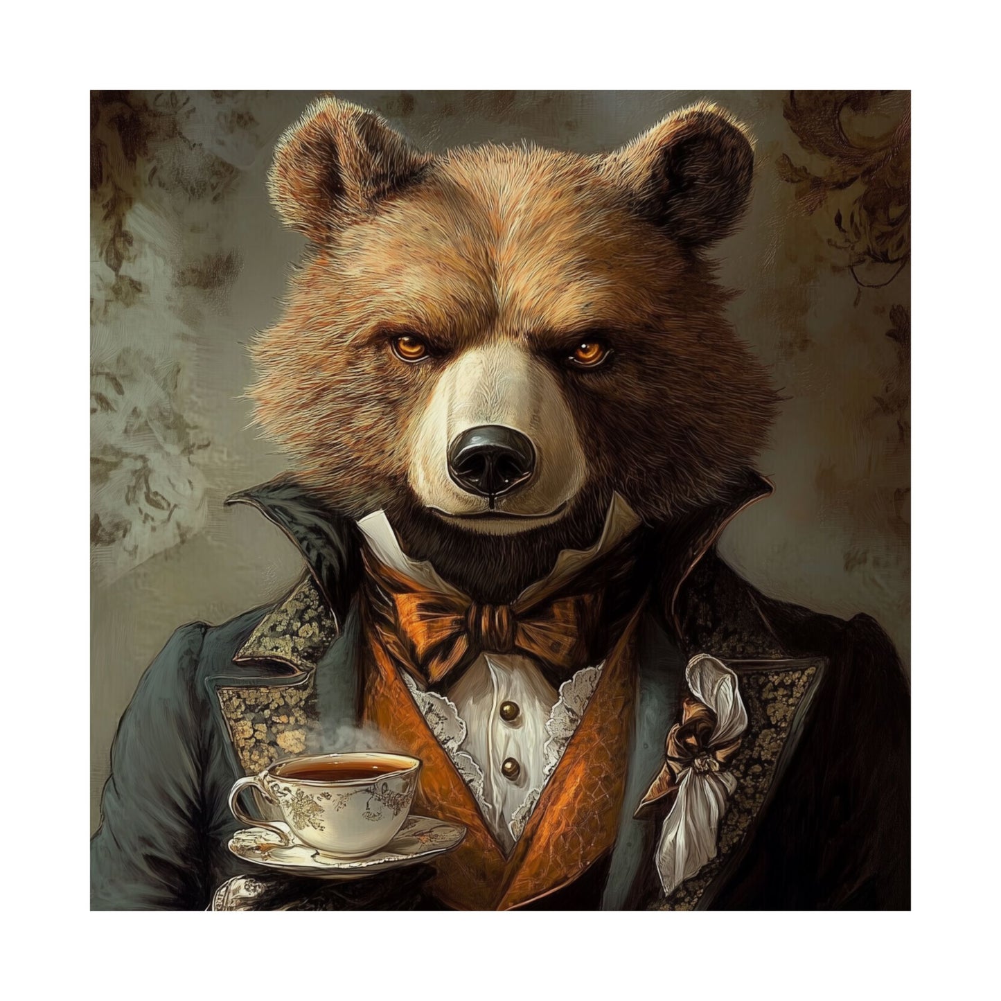 Well, Excuse Me - The Gentleman - Bear Portrait - Whimsical Animals - Poster - Unique Wall Art