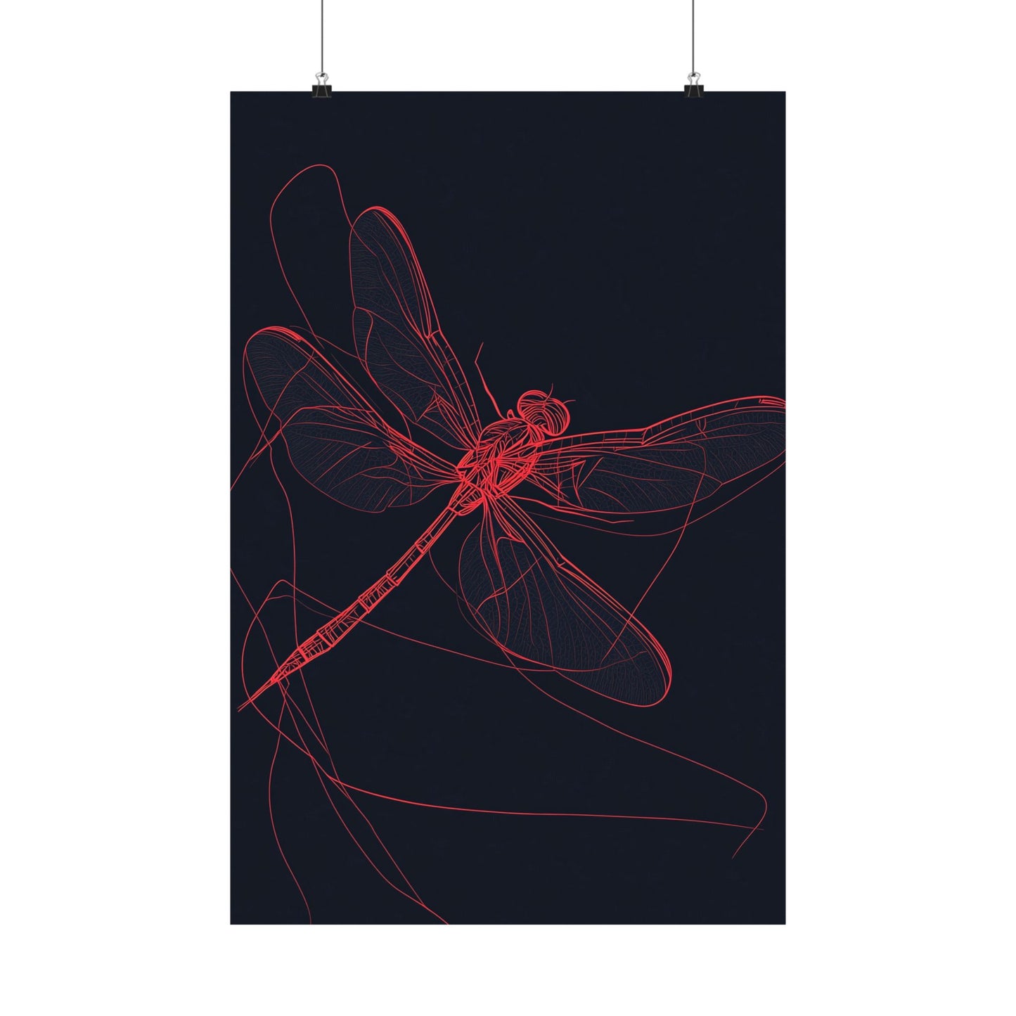 Red Dragonfly Fine Art Print -  Matte Poster – Modern Wall Art for Nature Lovers - Minimalist