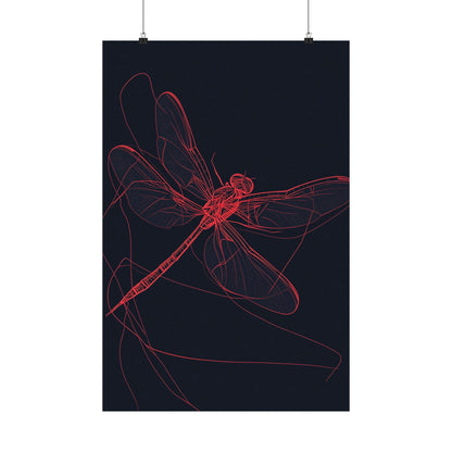 Red Dragonfly Fine Art Print -  Matte Poster – Modern Wall Art for Nature Lovers - Minimalist