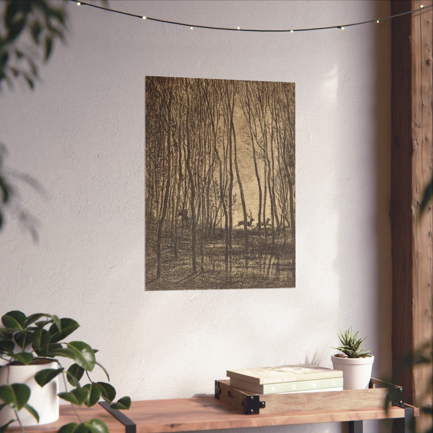 Deer Running Through Woods Nature Fine Art Print