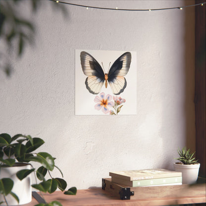 Vintage Butterfly Botanical Print - Matte Vertical Poster - Elegant Wall Art for Nature Lovers