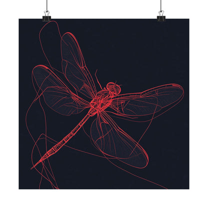 Red Dragonfly Fine Art Print -  Matte Poster – Modern Wall Art for Nature Lovers - Minimalist