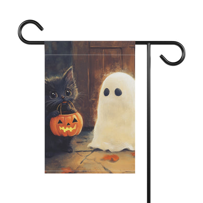 Trick or Treat Kitten & Friendly Ghost - Halloween Decoration - Garden & House Banner
