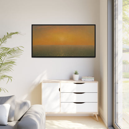 John Frederick Kensett : Sunset on the Sea (1872) - Museum Collection - Framed Canvas Print