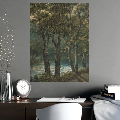 Sunlight Through Trees River Sihl - Forest Landscape Fine Art Poster