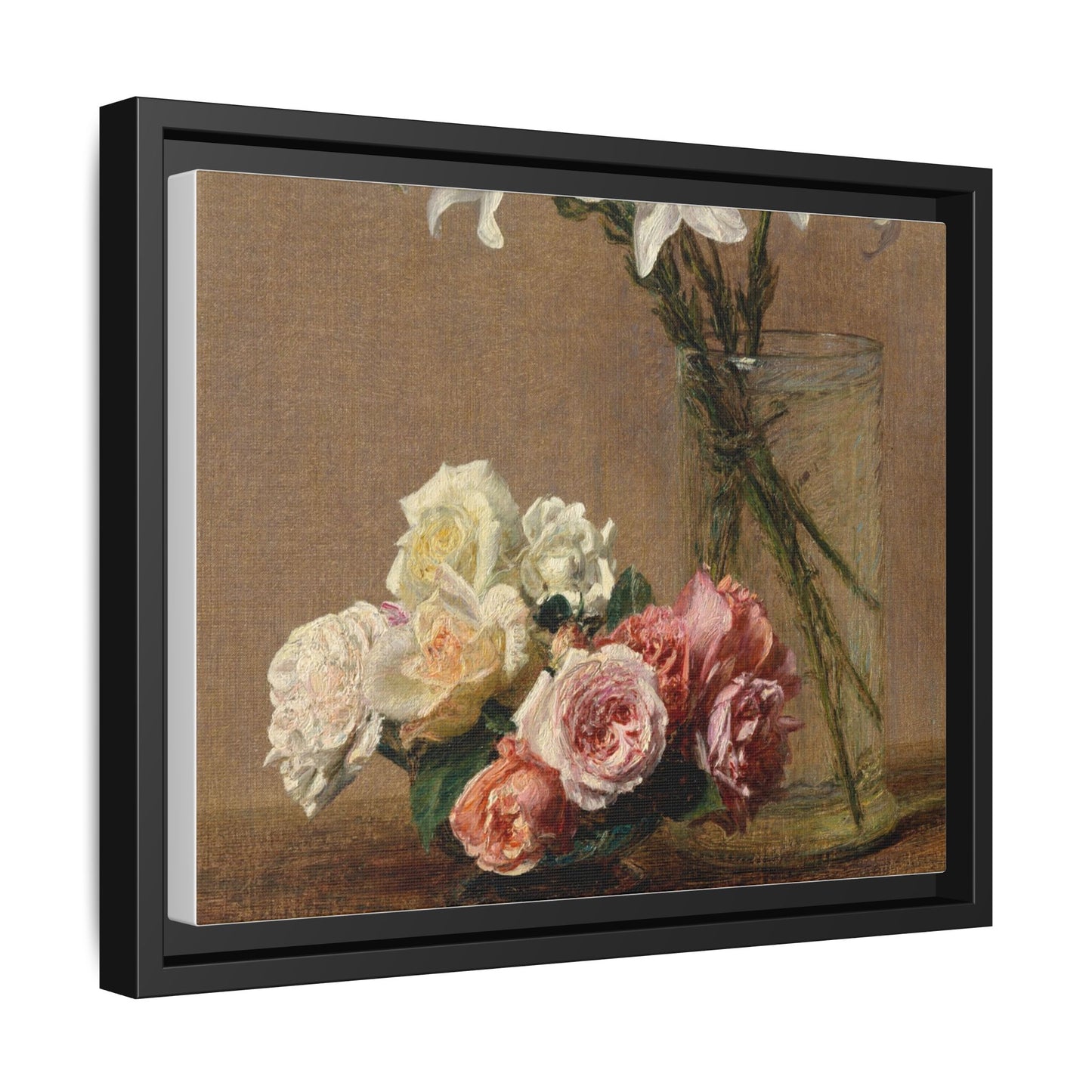 Henri Fantin-Latour : Roses and Lilies (1888) - Giclee Fine Art Print - Museum Collection Framed Canvas Print