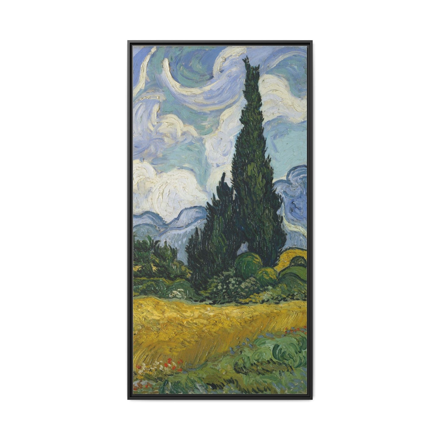 Van Gogh - Wheat Field with Cypresses - Museum Collection - Framed Canvas Print